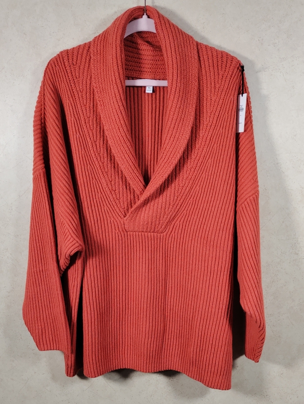 J141 Banana Republic Rust Ribbed V-Neck Sweater XL NWT